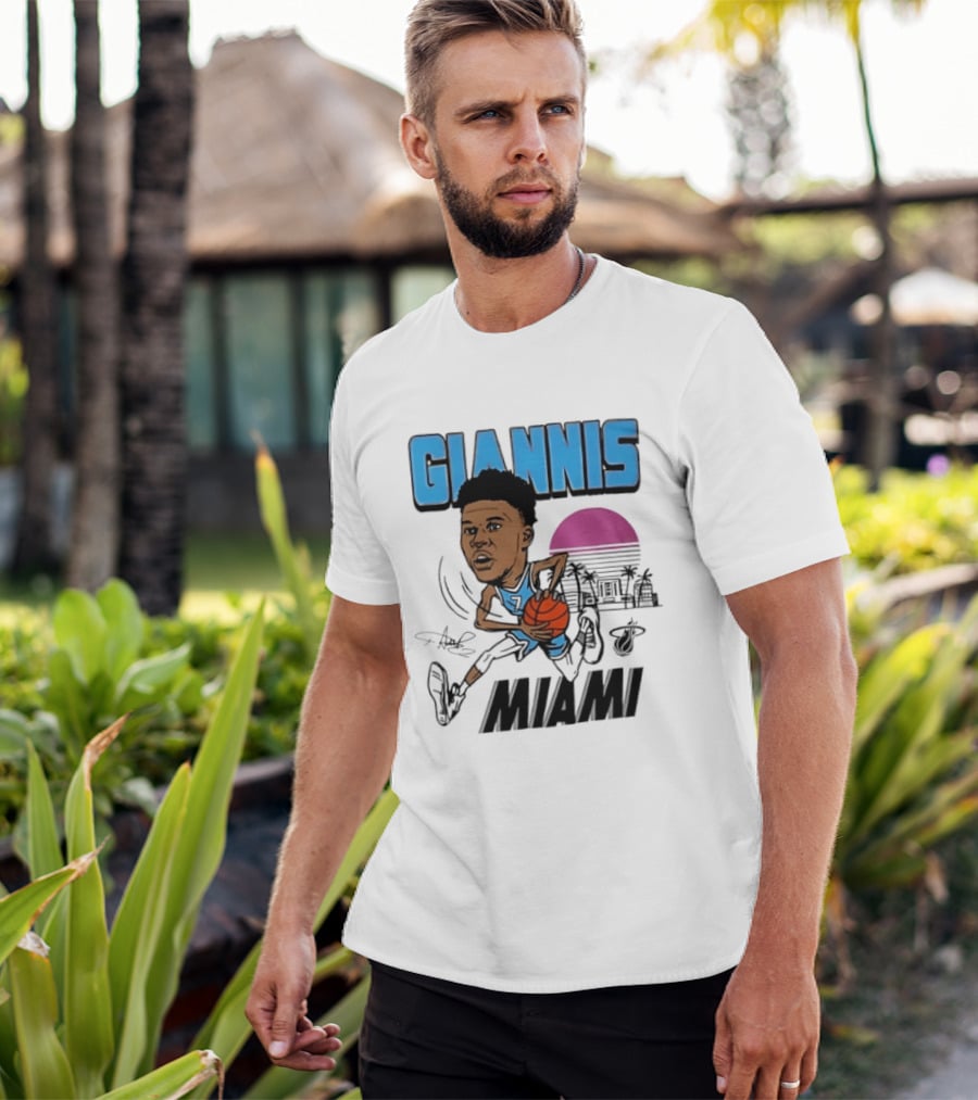 Giannis Antetokounmpo Vice City Miami Heat Caricature T-Shirt
