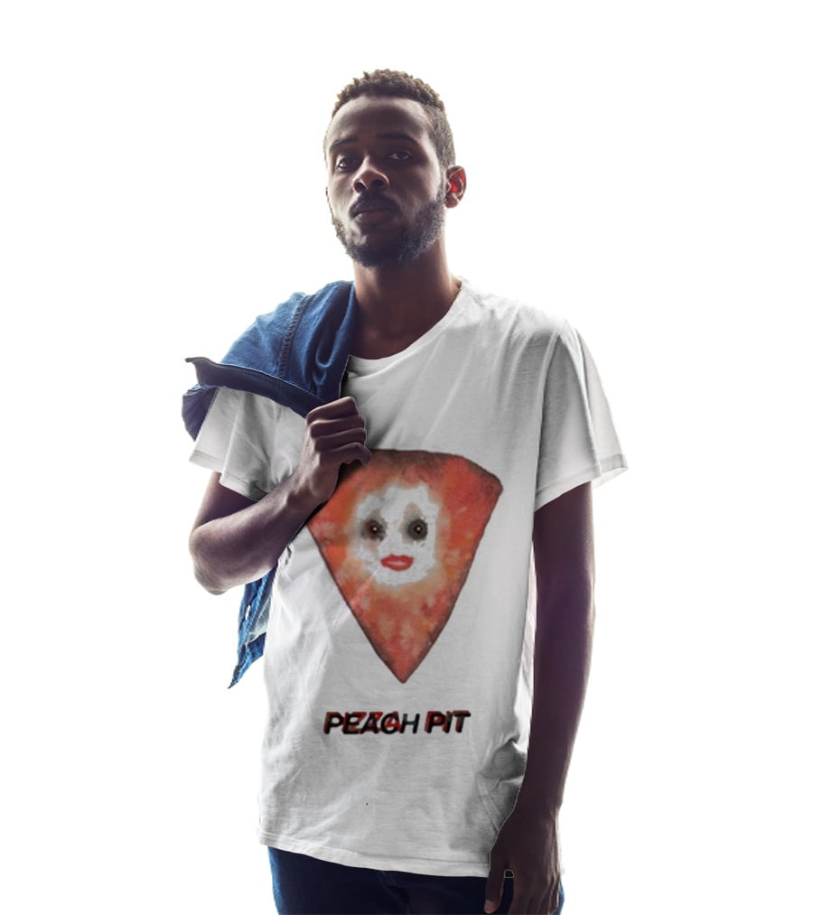 Peach Pit Pizza Slice Clown Face T-Shirt