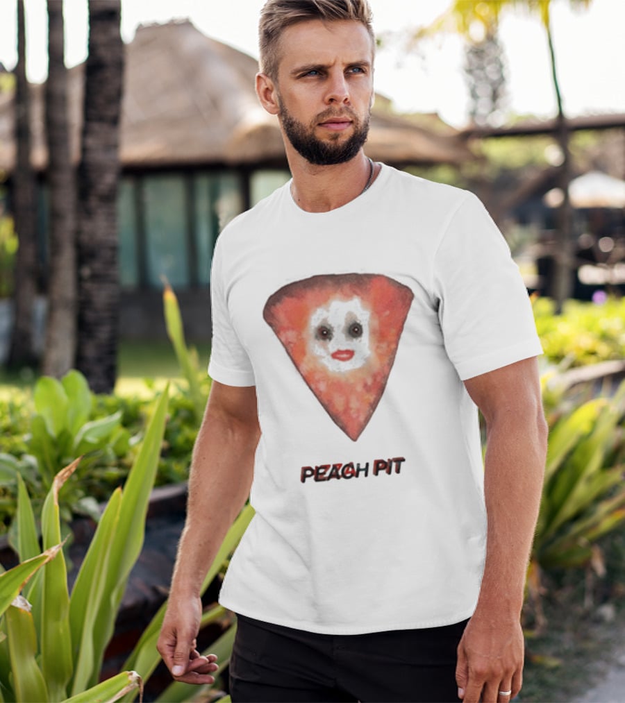 Peach Pit Pizza Slice Clown Face T-Shirt