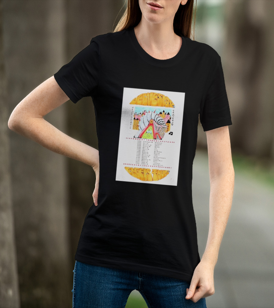 Wednesday UK & Europe 2026 Tour Dates With Colorful Knight Art And Music Note T-Shirt