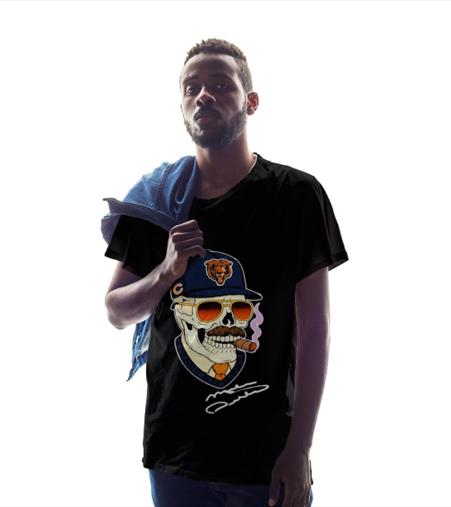 Mike Ditka Chicago Bears Legend Skull Cigar Signature T-Shirt