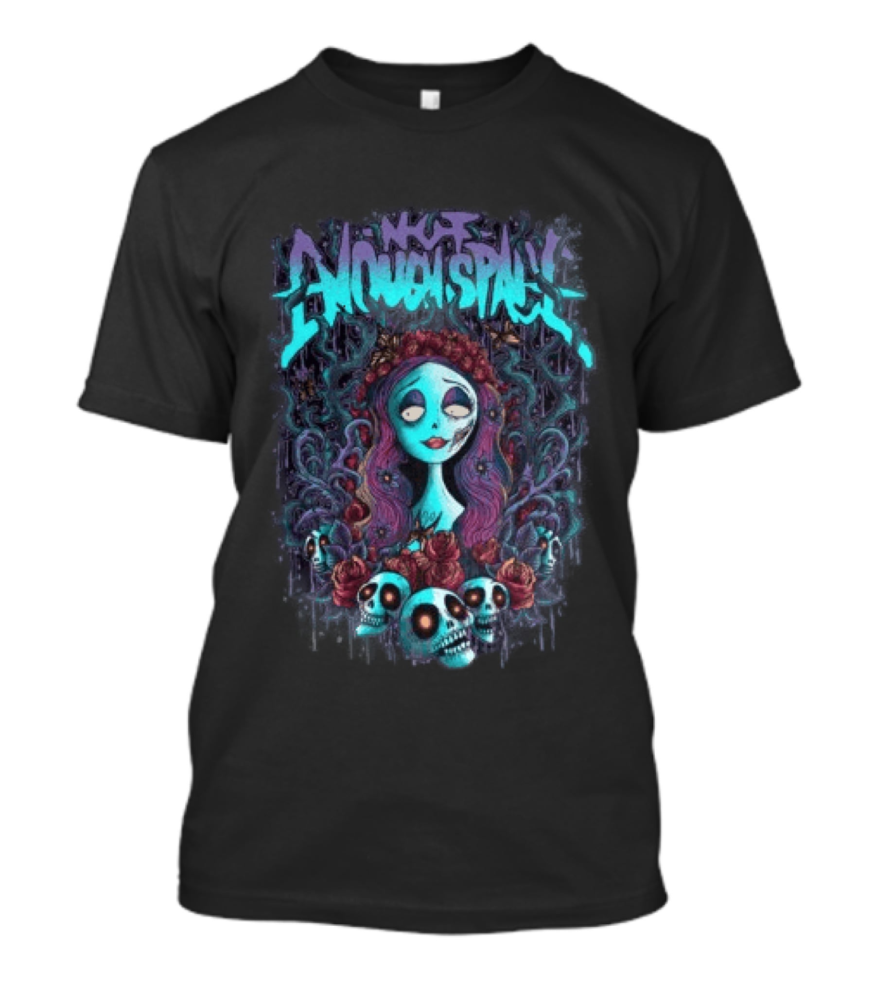 Not Enough Space Store Bride Skulls Roses Vintage Horror T-Shirt