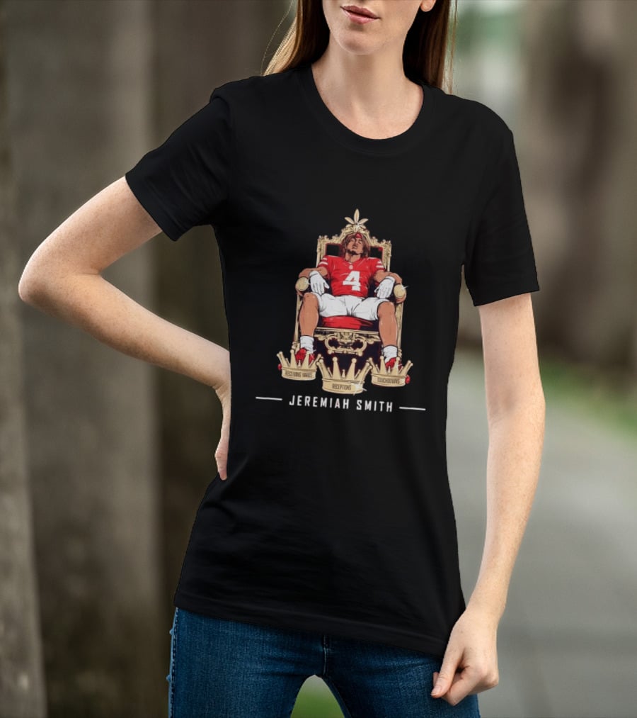 Ohio State Buckeyes Football Jeremiah Smith Crown Receptions Receiving Touchdowns T-Shirt