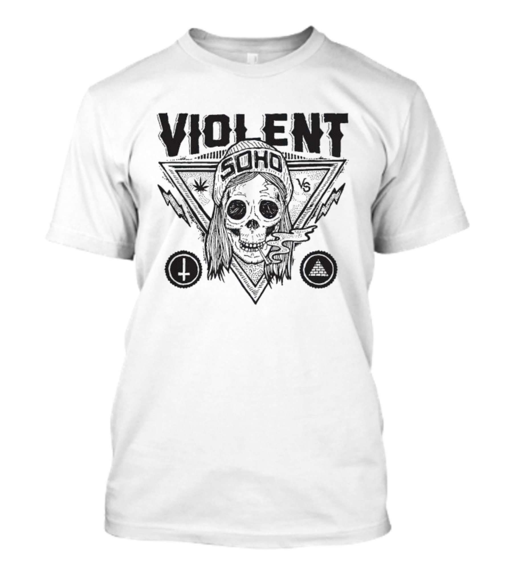 Violent Soho Skull With Lightning And Circular Accents T-Shirt