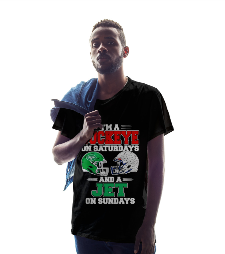 Ohio State Buckeyes Saturdays New York Jets Sundays Football Helmets T-Shirt
