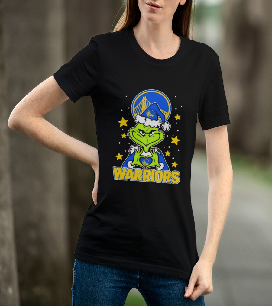 Golden State Warriors Christmas Grinch Snowflakes And Stars T-Shirt
