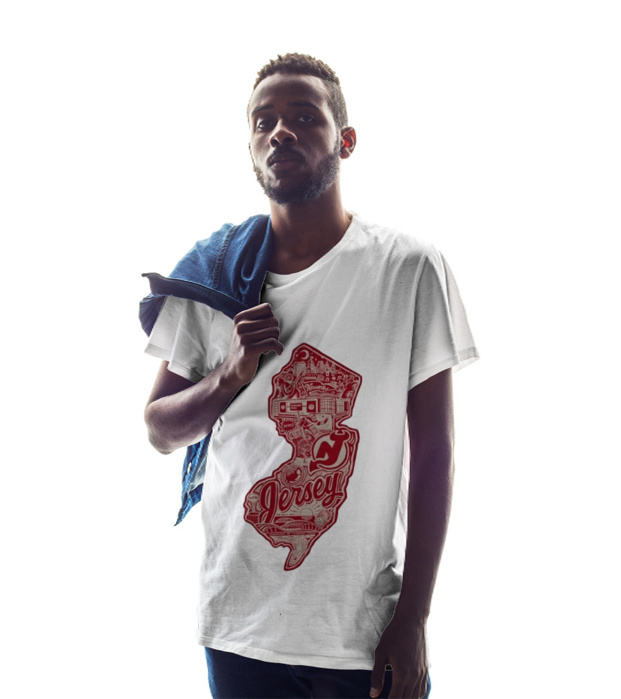 New Jersey Devils Prudential Center Newark Collage Map T-Shirt