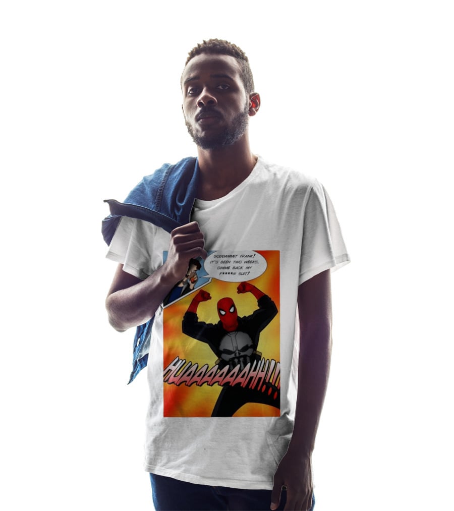 Spider Man And The Punisher Comic Goddammit Frank Huaaahhh Speech Bubble Scene T-Shirt