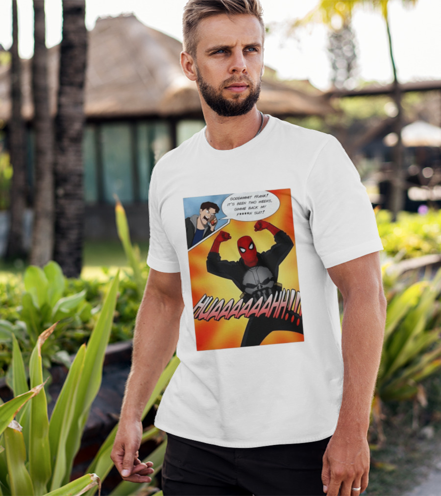 Spider Man And The Punisher Comic Goddammit Frank Huaaahhh Speech Bubble Scene T-Shirt