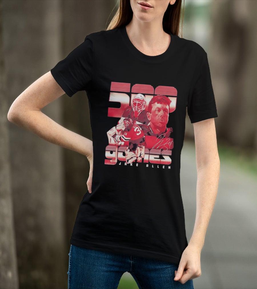 Jake Allen 500 Games New Jersey Devils Hockey 34 T-Shirt