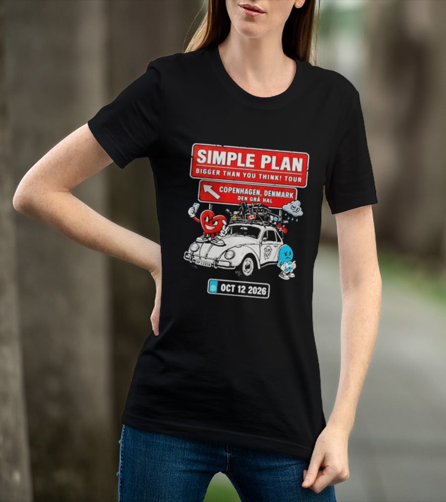 Simple Plan Bigger Than You Think Tour Copenhagen Denmark Oct 12 2026 T-Shirt