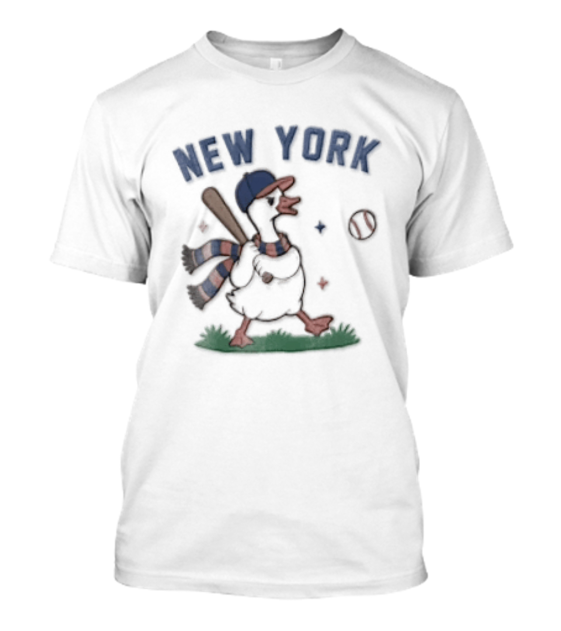 New York Goose Wearing Hat Scarf Baseball Bat And Ball T-Shirt