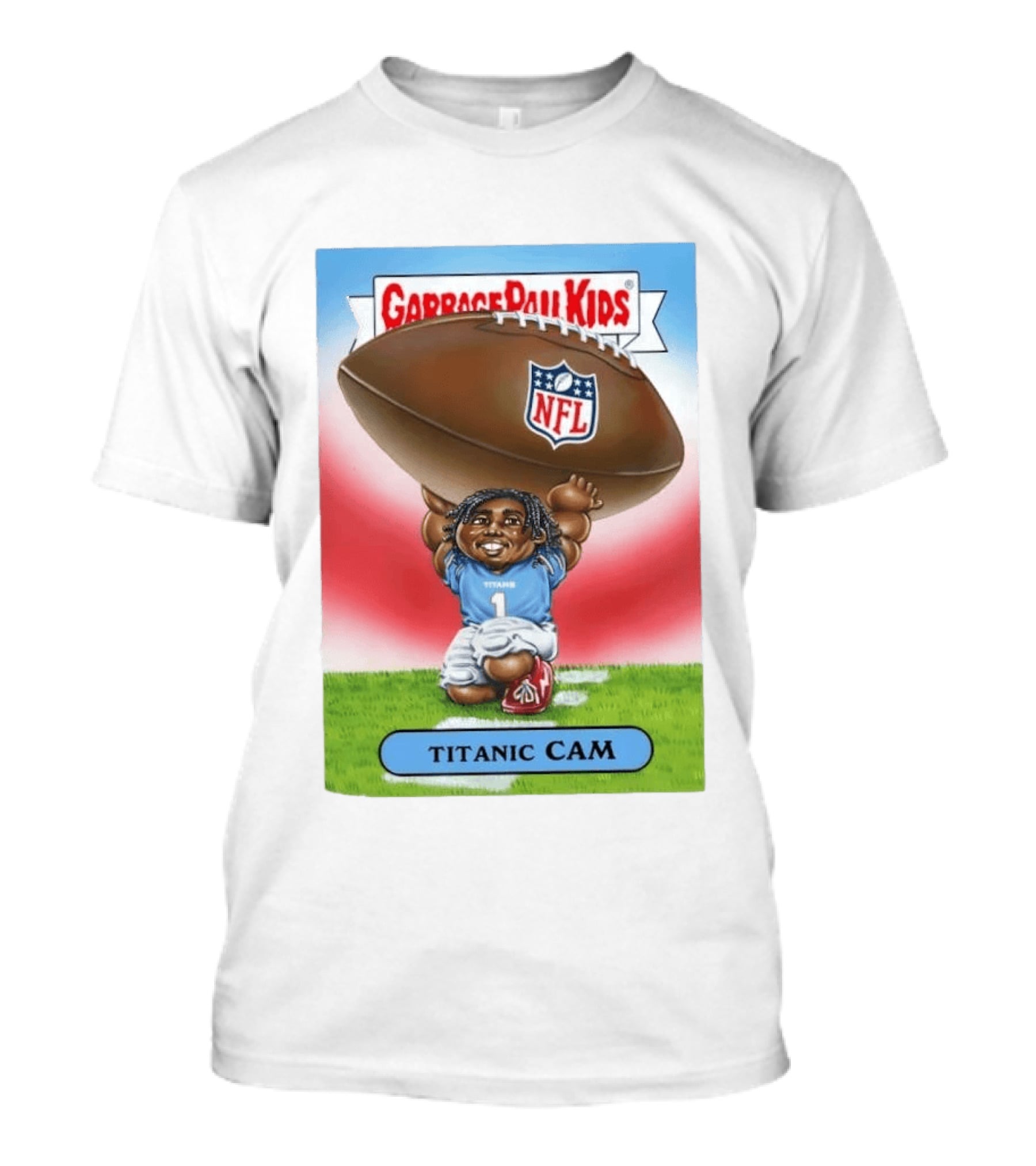 Garbage Pail Kids Titanic Cam NFL Tennessee Titans Card T-Shirt