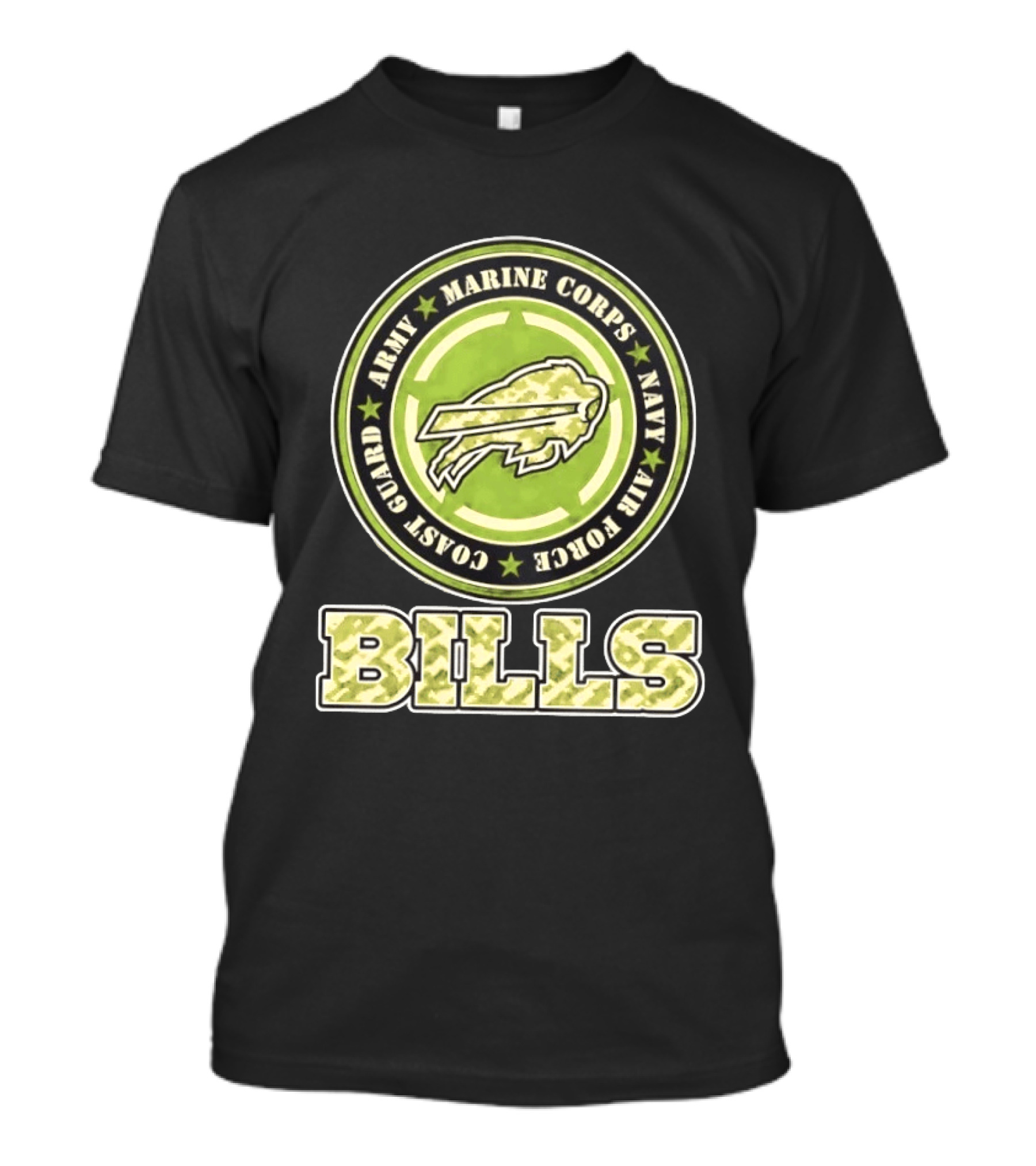 Buffalo Bills Camo Tribute Army Marine Corps Navy Air Force Coast Guard T-Shirt