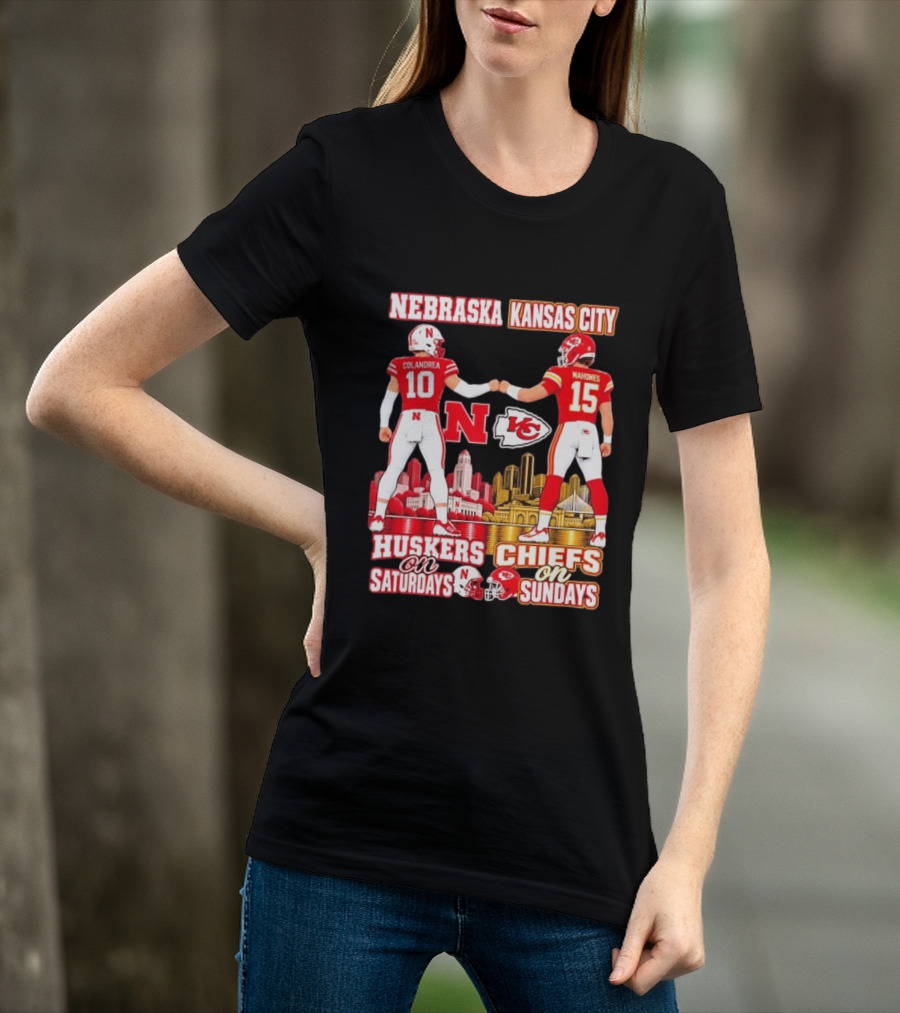 Nebraska Huskers Colandrea Saturdays Kansas City Chiefs Mahomes Sundays T-Shirt