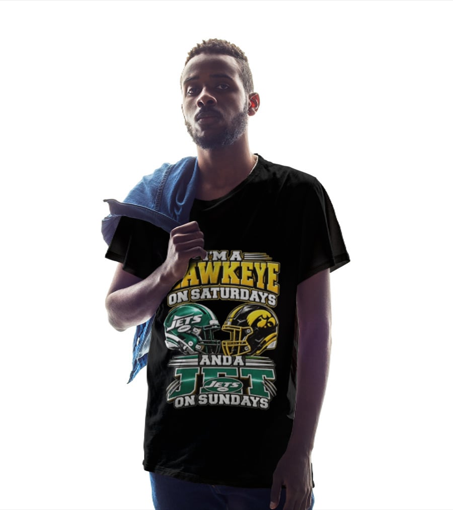 I'm A Hawkeye On Saturdays Jets On Sundays Football Helmets T-Shirt