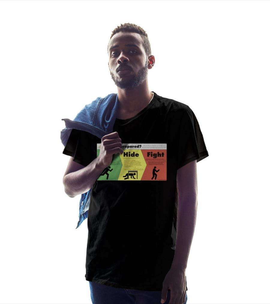 Grimykids Store Survival Guide Run Hide Fight Are You Prepared Emergency Strategy T-Shirt