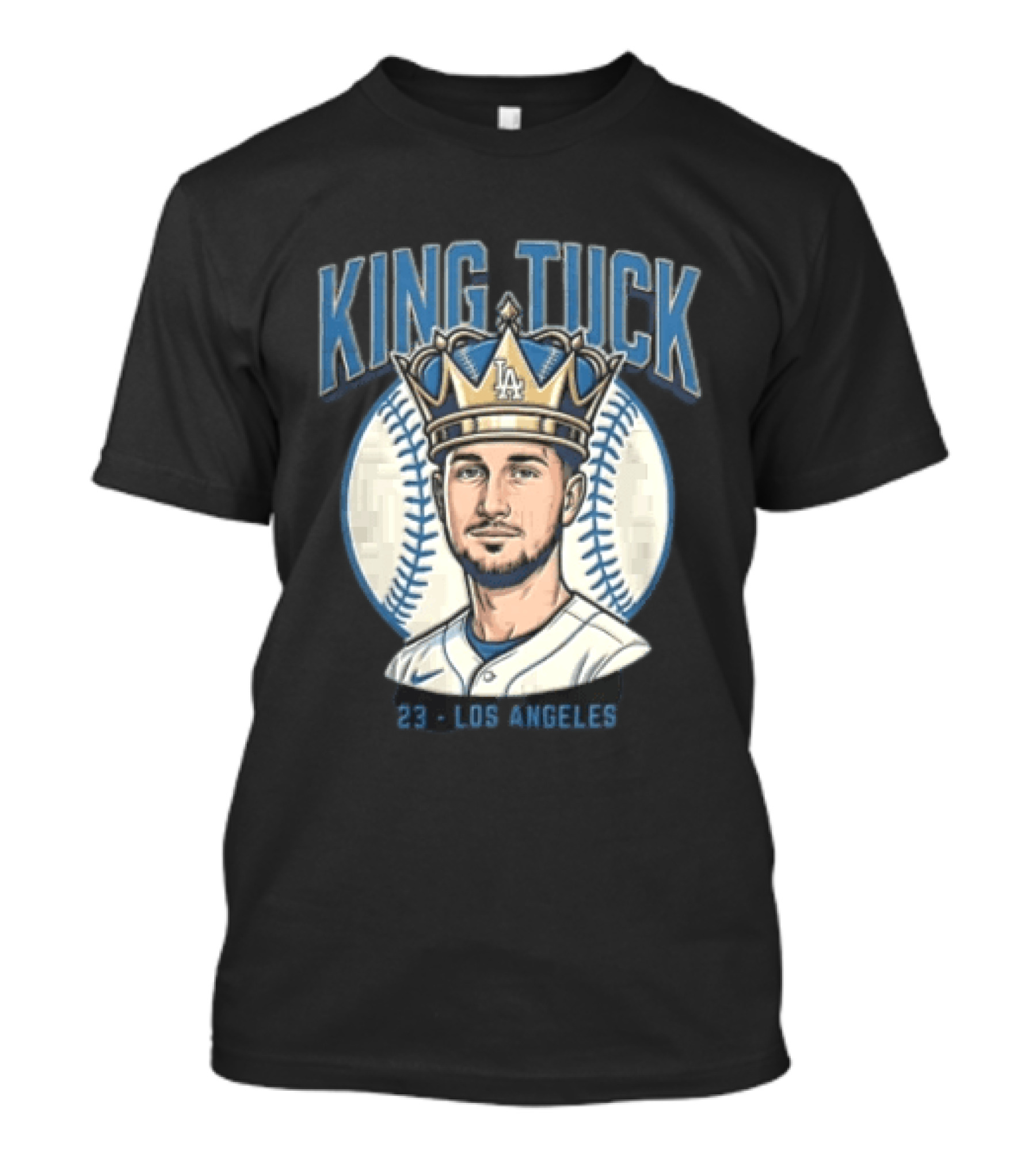 King Tuck Los Angeles Dodgers 23 Baseball Crown T-Shirt