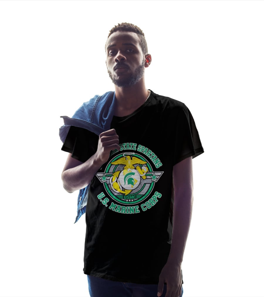 Michigan State Spartans US Marine Corps USMC Semper Fidelis Eagle Globe Anchor T-Shirt