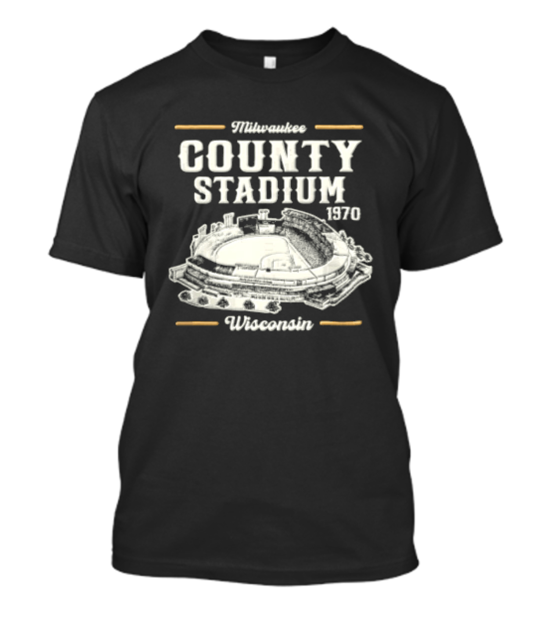 Milwaukee County Stadium 1970 Wisconsin Baseball Stadium T-Shirt
