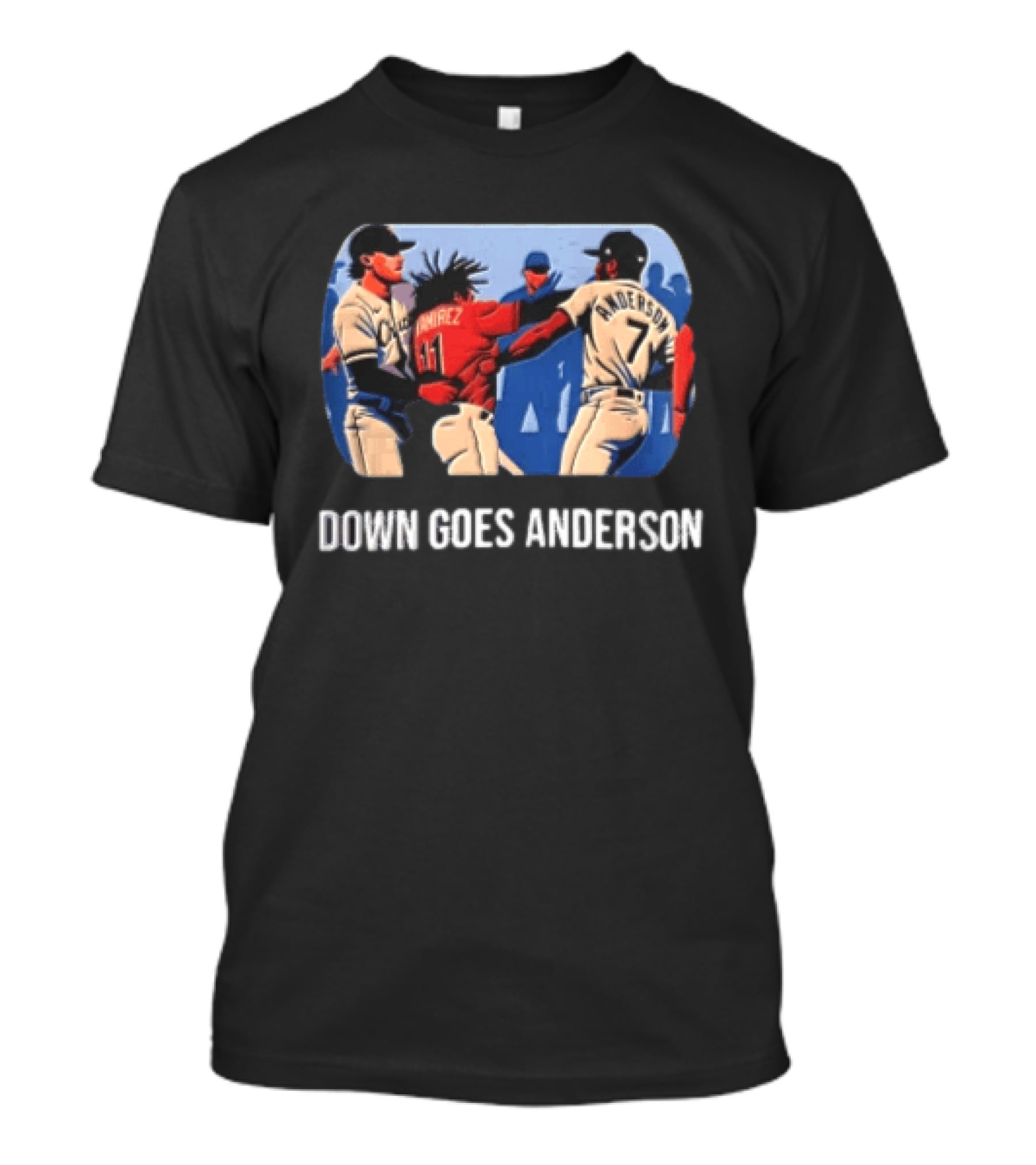 MLB Jose Ramirez Vs Tim Anderson Down Goes Anderson Baseball Fight T-Shirt