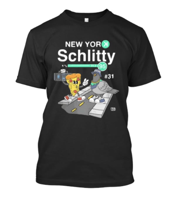 New York Schlitty Pizza Slice Pigeon Boombox Street 831 31395 T-Shirt