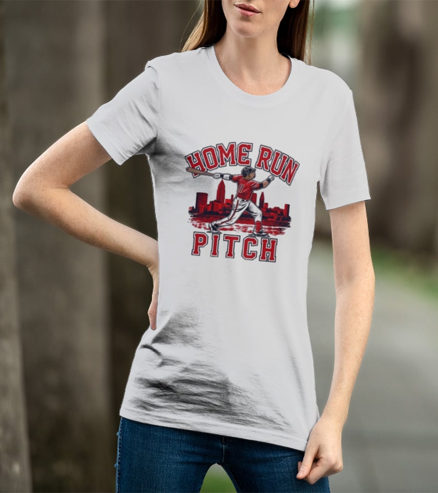 Home Run Pitch City Batter Red Skyline Sports T-Shirt