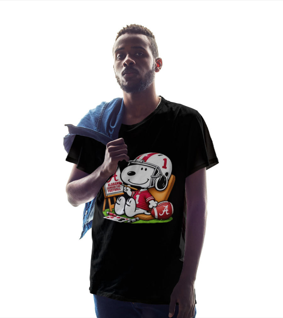 Alabama Crimson Tide Football Snoopy Painting Easel Brush Helmet Number One T-Shirt