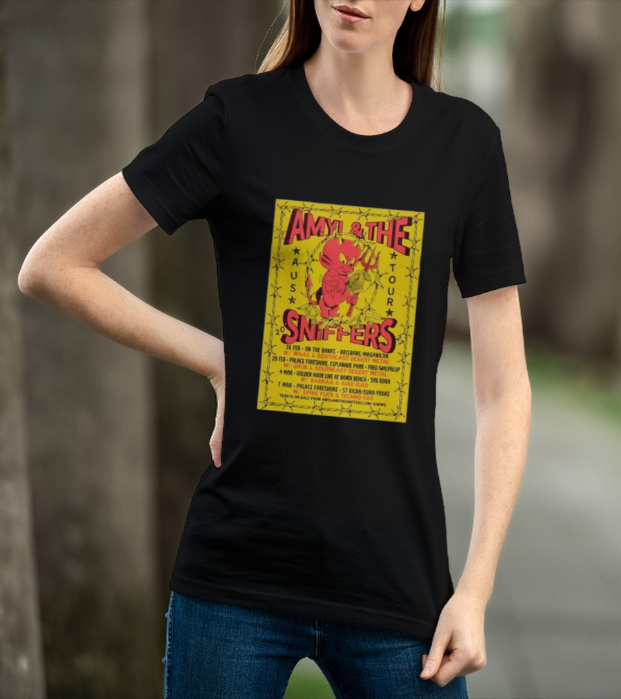 Amyl And The Sniffers Australian Tour 2024 Devil Brisbane Perth Sydney Punk Rock Band Dates T-Shirt