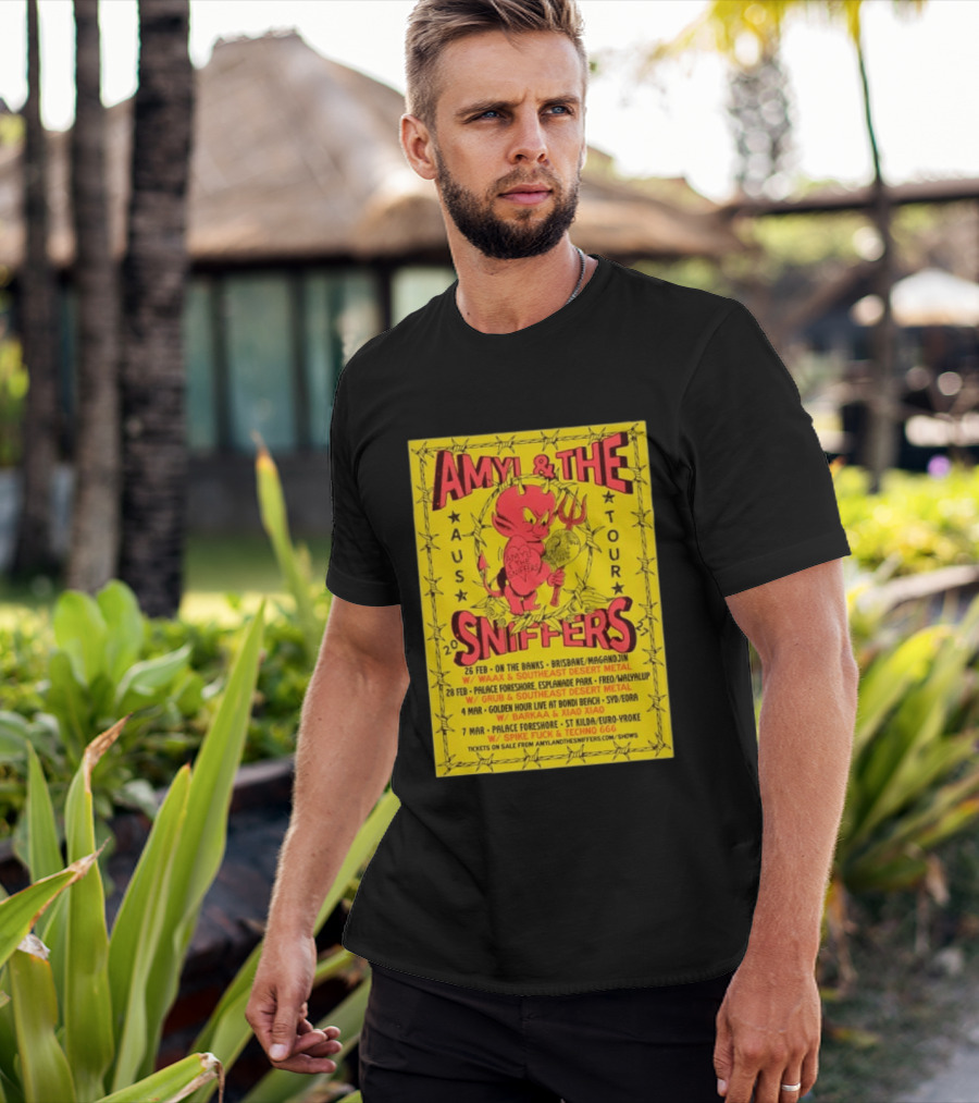 Amyl And The Sniffers Australian Tour 2024 Devil Brisbane Perth Sydney Punk Rock Band Dates T-Shirt
