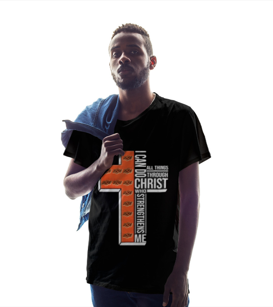 Oklahoma State Cowboys Cross I Can Do All Things Through Christ Who Strengthens Me T-Shirt