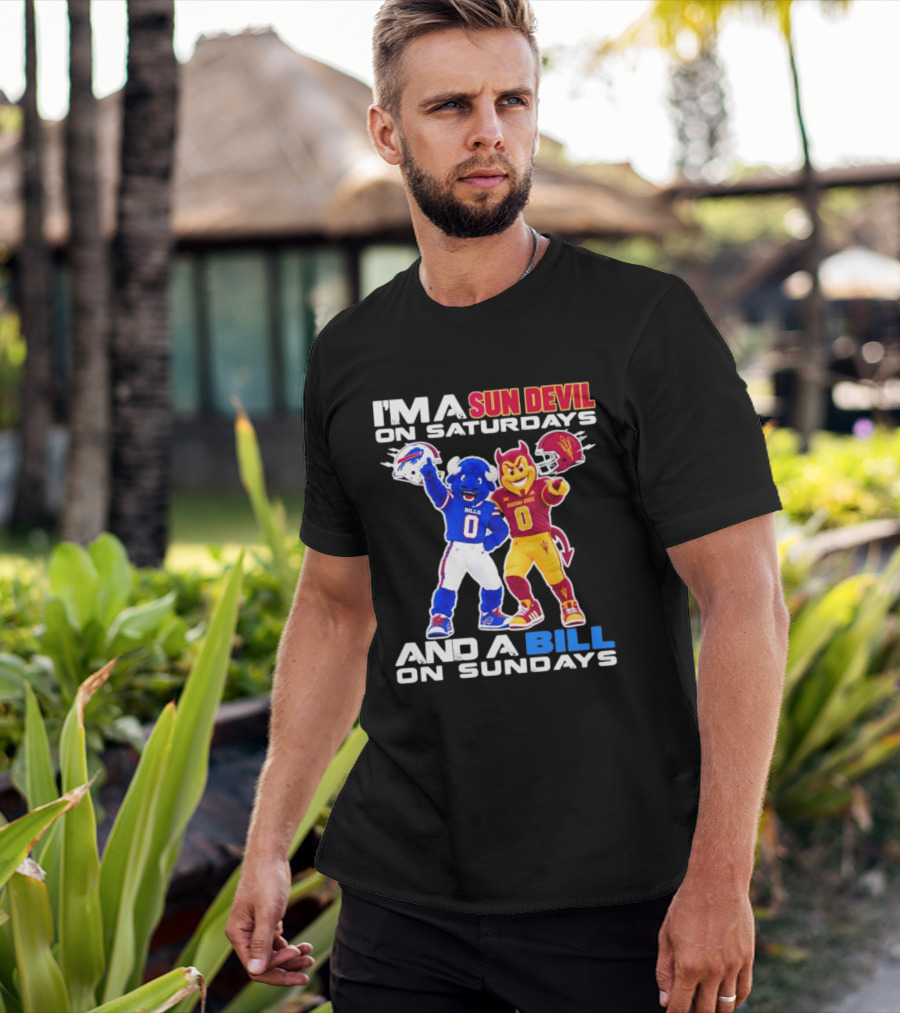 Arizona State Sun Devil Saturdays Buffalo Bills Sundays NFL College Football Fan T-Shirt
