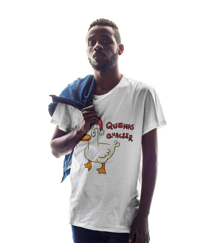 Quismas Quacker Christmas Duck Santa Hat Holiday Quack T-Shirt