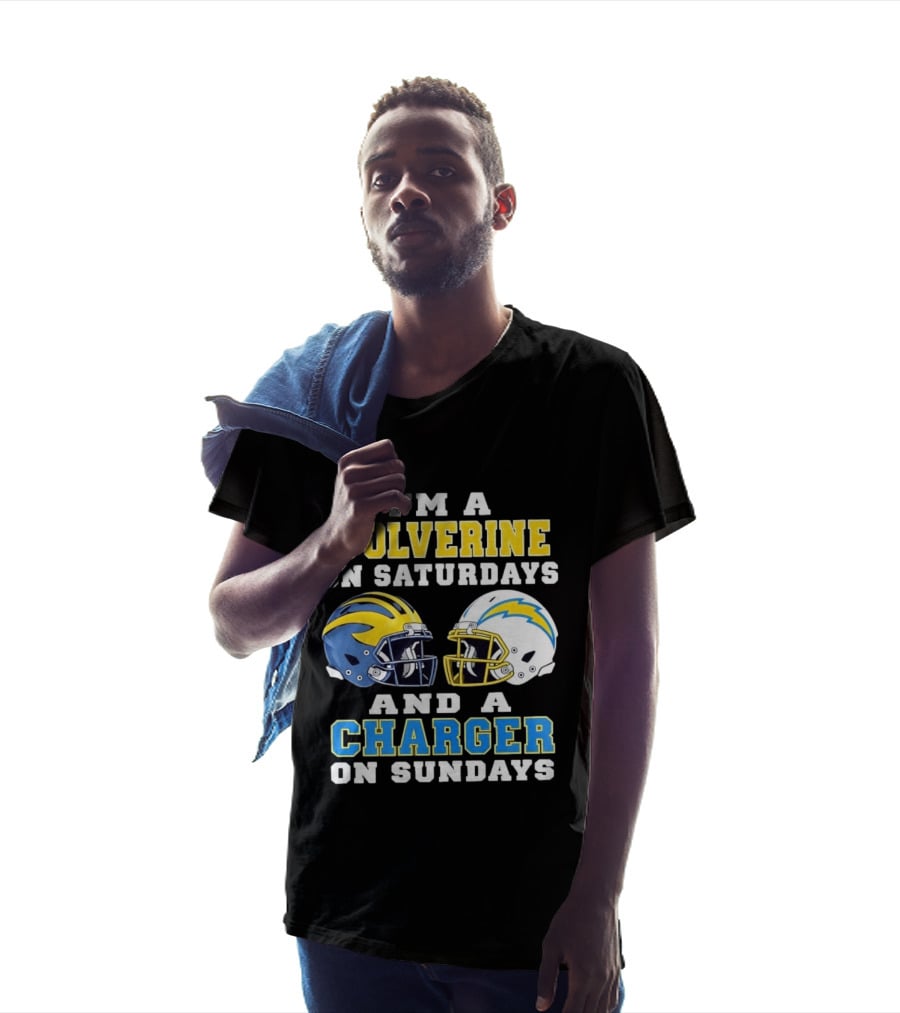 I'm A Wolverine On Saturdays And A Charger On Sundays Football Helmets T-Shirt