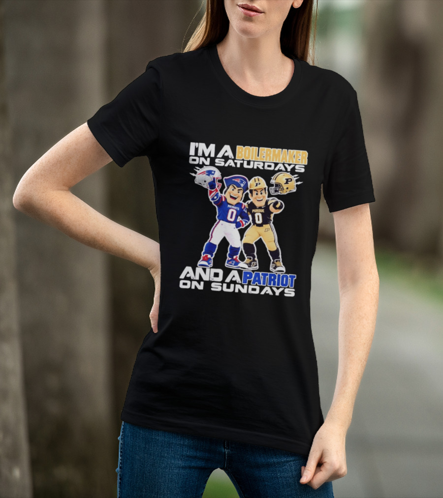 I'm A Boilermaker On Saturdays And A Patriots Fan On Sundays Purdue Patriots Football Mascots T-Shirt