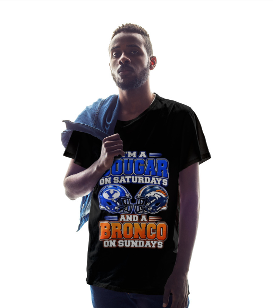 I'm A Cougar On Saturdays And A Bronco On Sundays Football Helmets T-Shirt