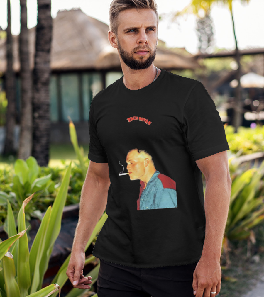 Zach Bryan Smoking Vintage Denim T-Shirt