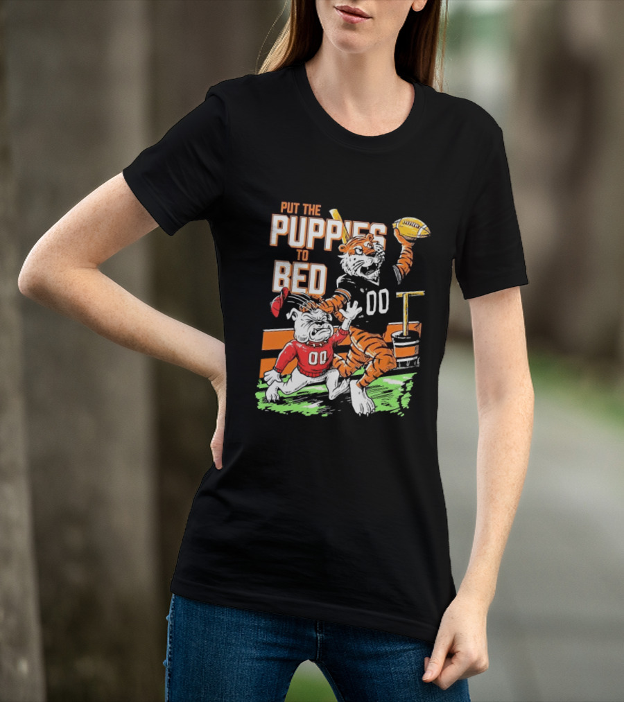Put The Puppies To Bed Auburn Tigers Beat Georgia Bulldogs Football T-Shirt