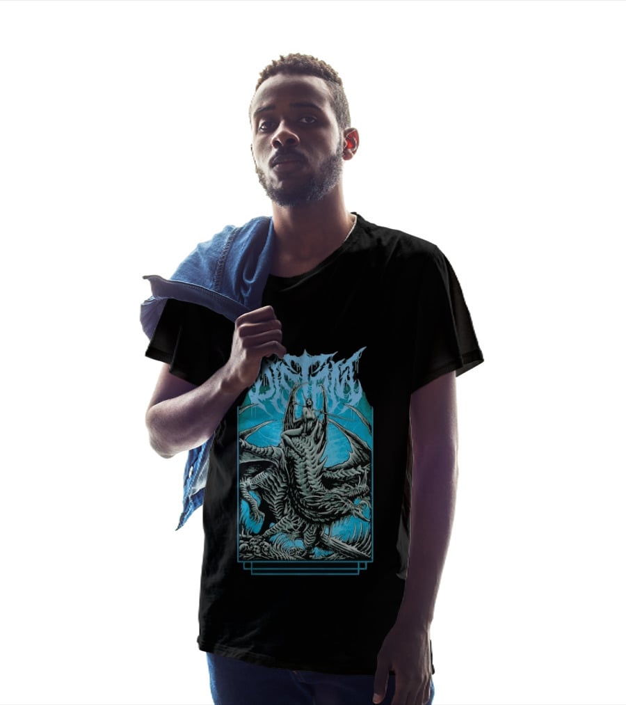 Distant Dragon Fantasy Horror Blue Gothic Creature T-Shirt