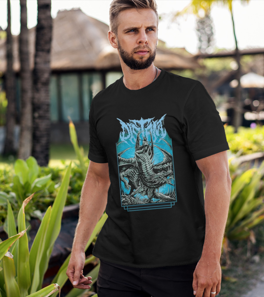 Distant Dragon Fantasy Horror Blue Gothic Creature T-Shirt