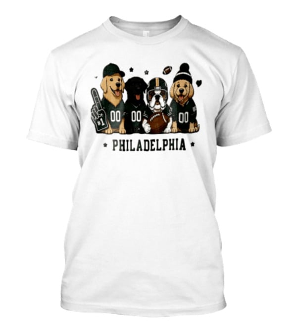 Philadelphia Eagles Jalen Hurts Four Dogs Wearing Jerseys Football Team Spirit T-Shirt