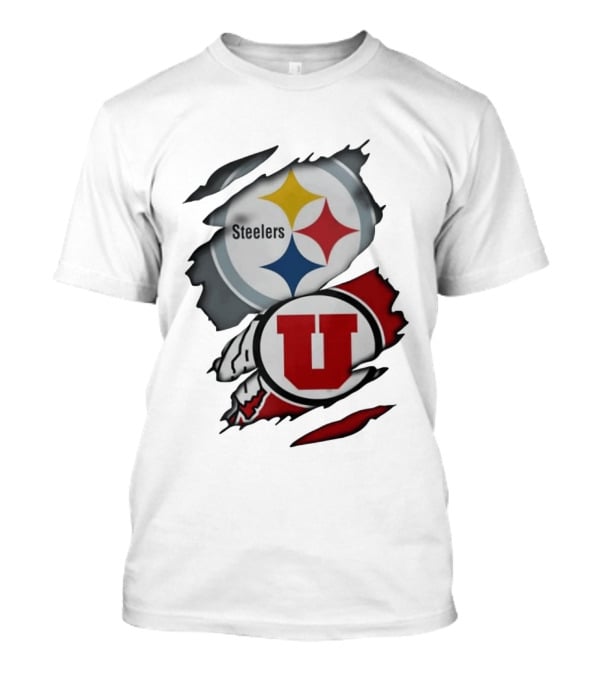 Pittsburgh Steelers Utah Utes Ripped Skin Fan T-Shirt