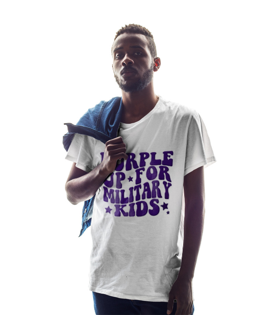 Purple Up For Military Kids Wavy Stars T-Shirt
