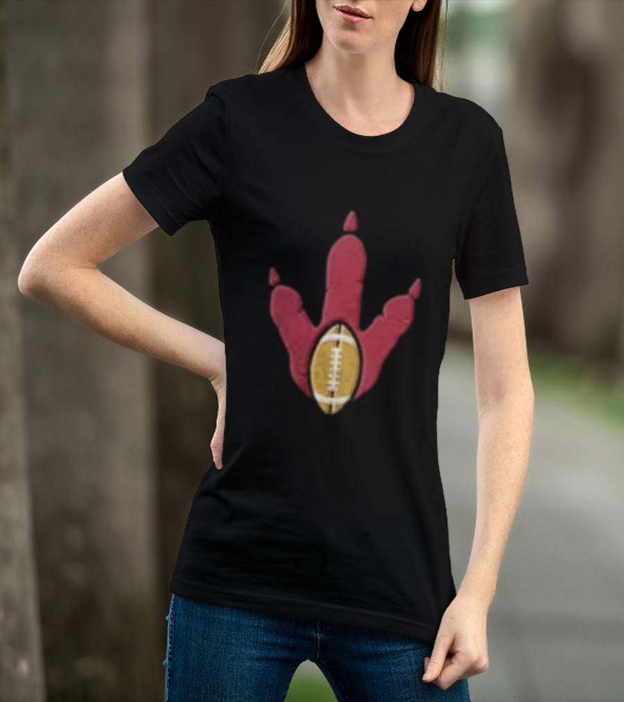 Arizona Cardinals Tyrannosaurus Rex Football Paw Print T-Shirt