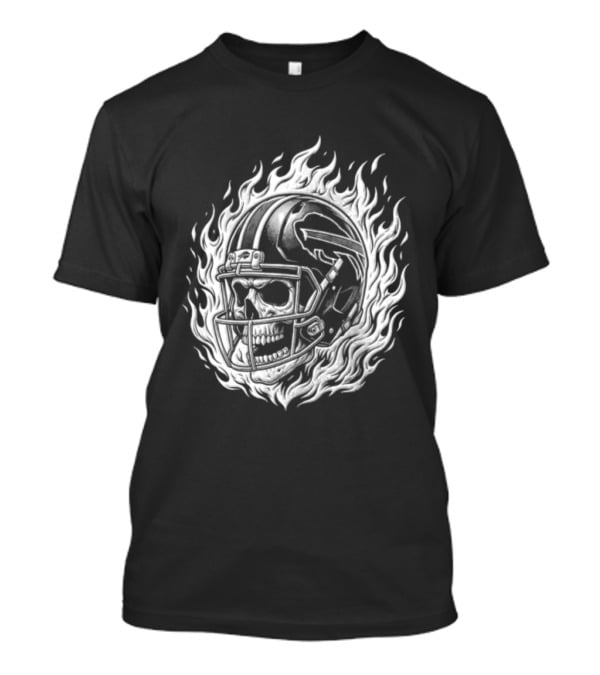 Buffalo Bills Josh Allen Skull Helmet Fire Stadium T-Shirt