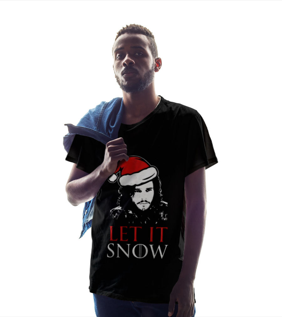 LET It Snow Christmas Jon Snow Game Of Thrones Santa Hat T-Shirt