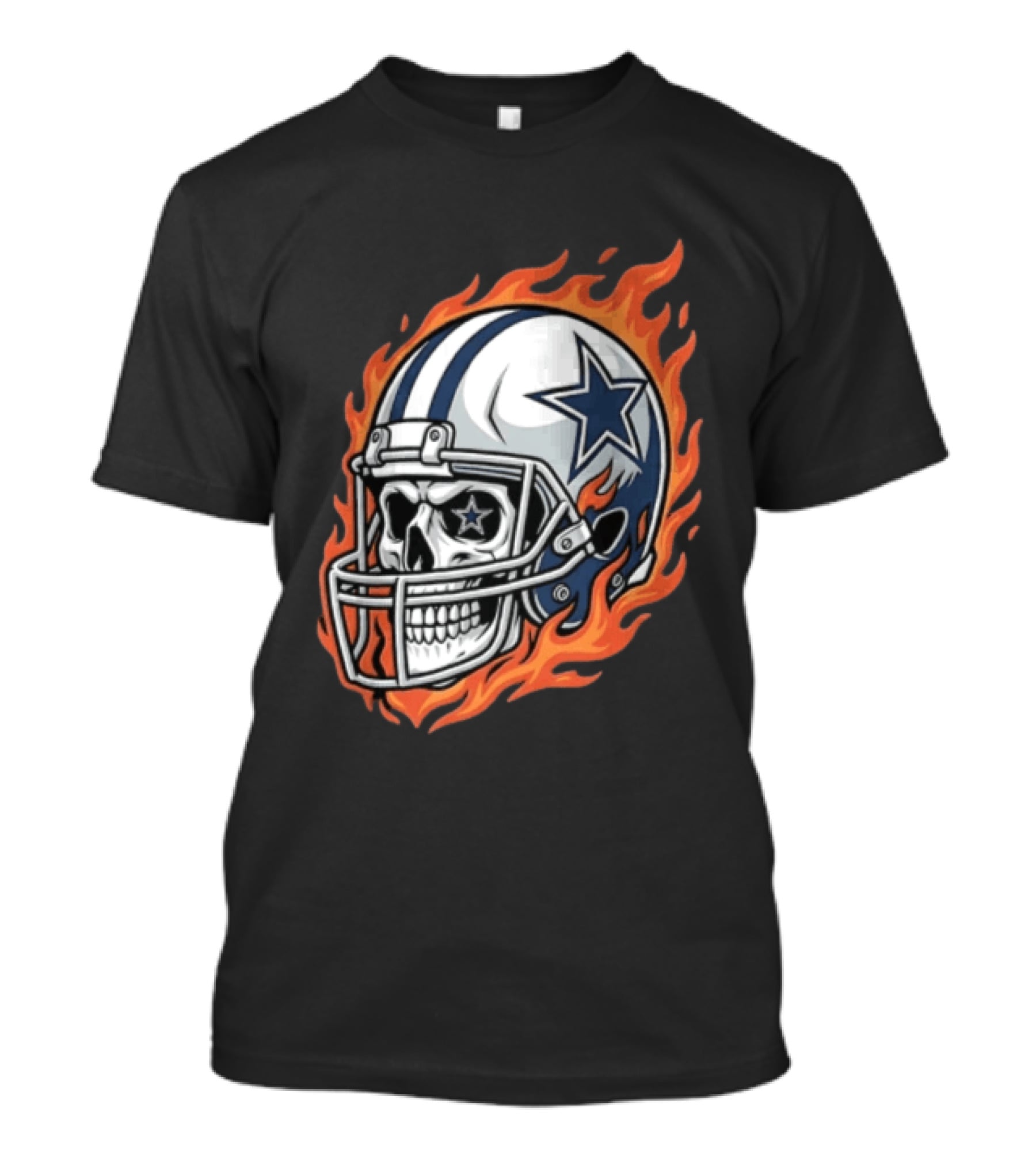 Dallas Cowboys Skull Helmet Flames T-Shirt