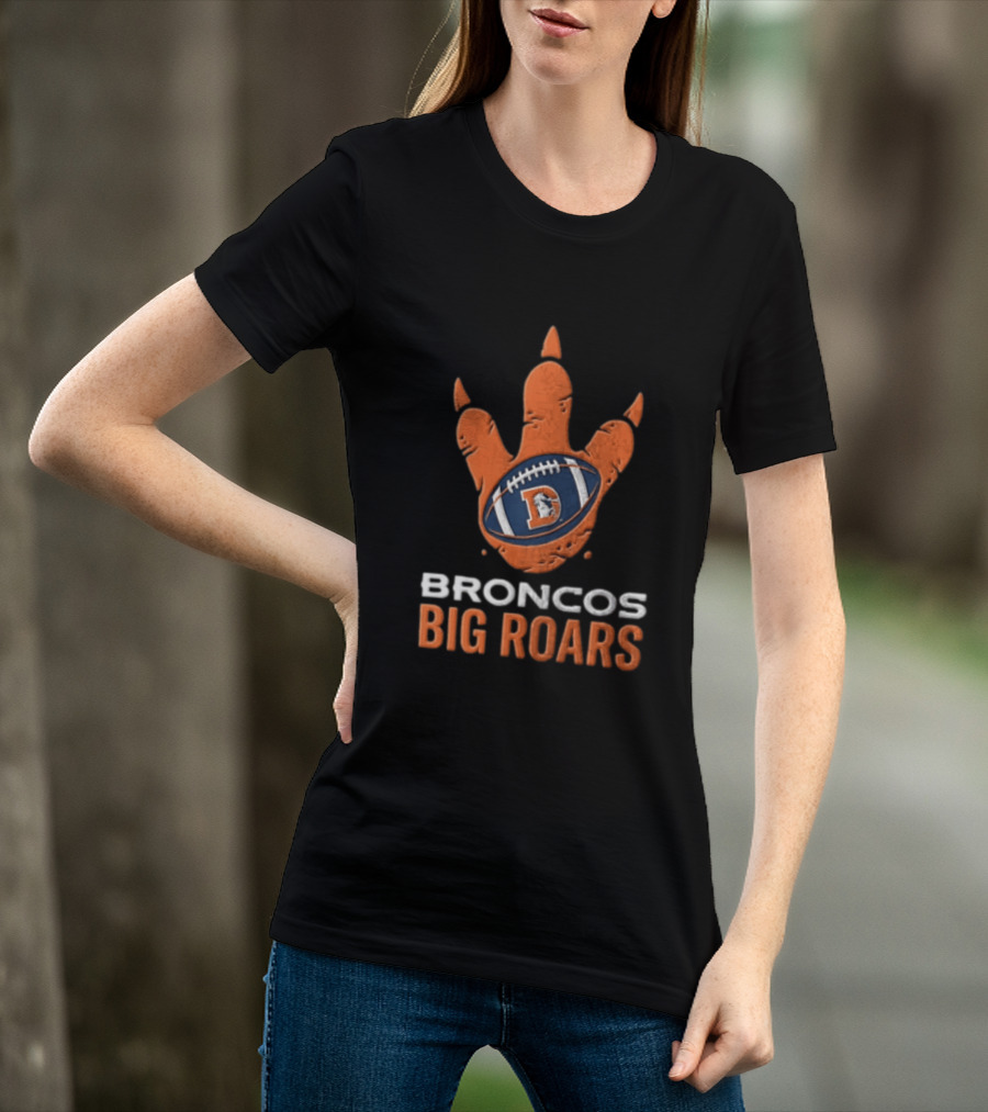 Denver Broncos Big Roars Dinosaur Football Claw Mark With Team T-Shirt