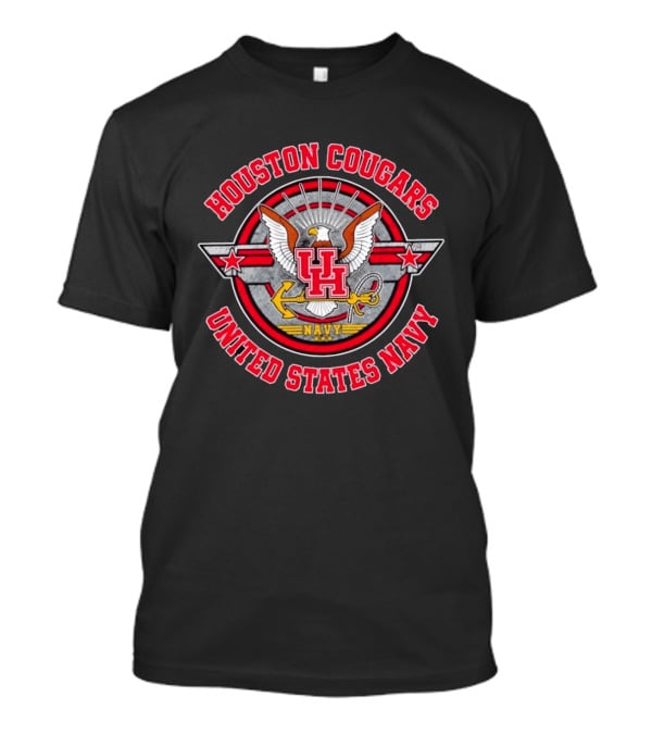 Houston Cougars United States Navy Emblem Featuring Eagle Anchor And Stars T-Shirt