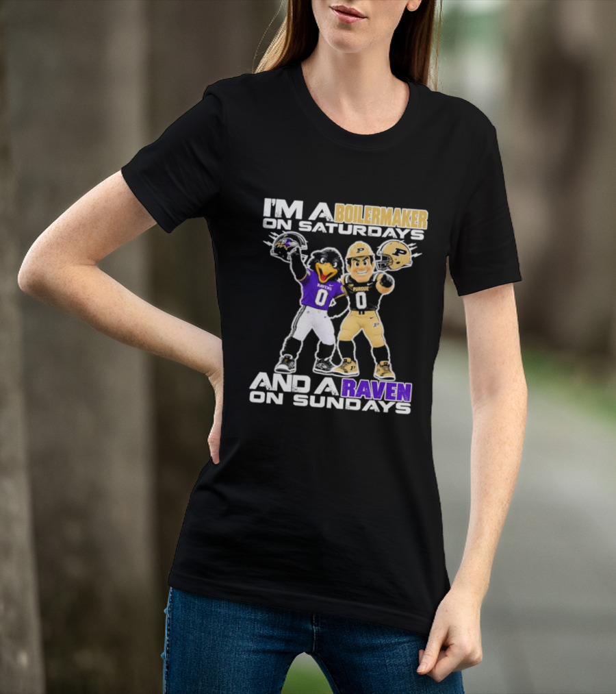 I'm A Boilermaker On Saturdays And A Raven On Sundays Purdue Ravens Football Mascots T-Shirt